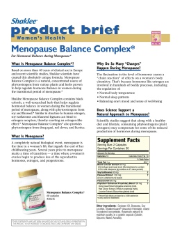 Menopause Balance Complex - Product Brief Page 1